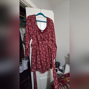 Arula Burgundy Floral Romper